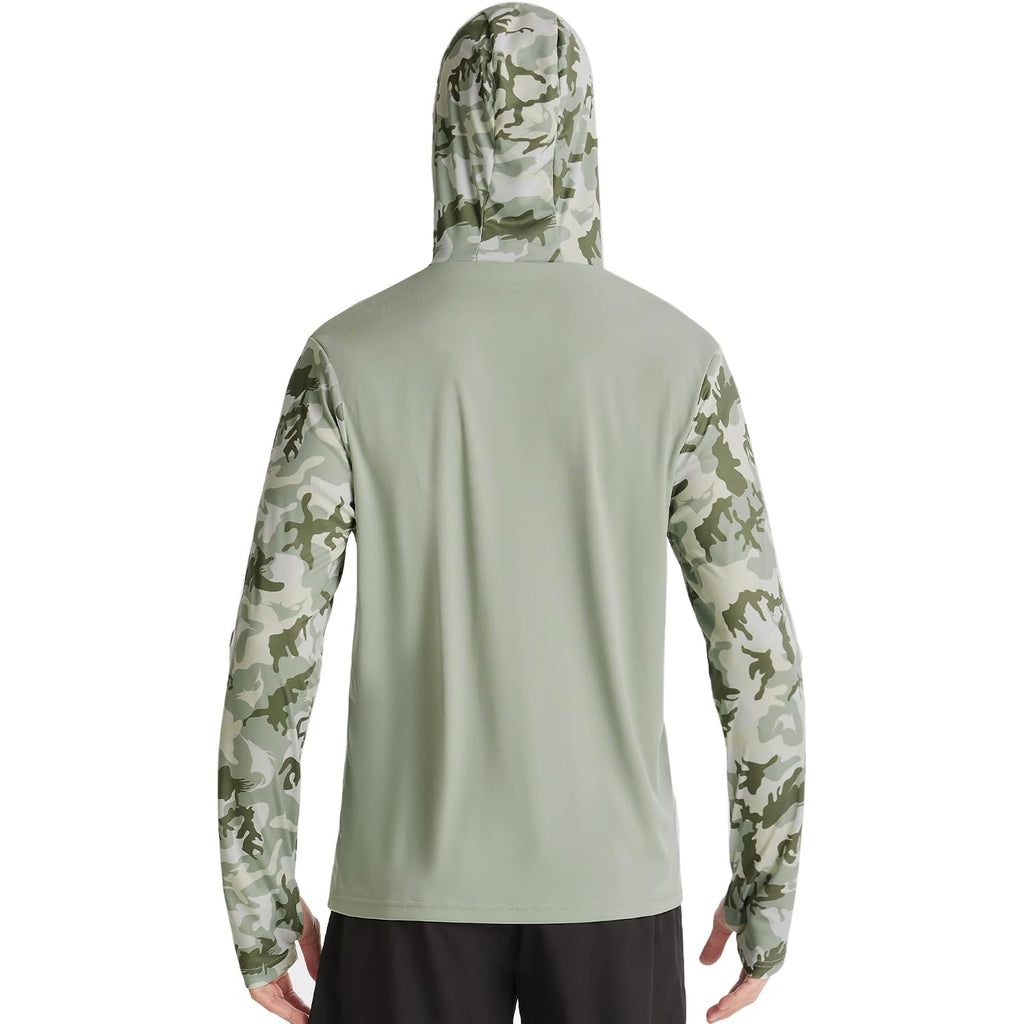 Fisheal Men'S Performance Fishing Hoodie Shirt With Thumbholes - Upf 50 Sun Protection Camo Long Sleeve Shirts Quick-Dry