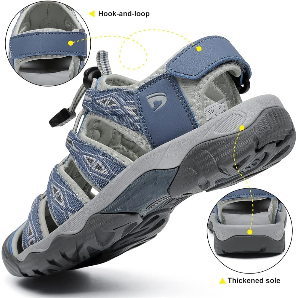 Dannto Women'S Sport Hiking Sandals Closed Toe Outdoor Athletic Walking Sandal Lightweight Summer Water Shoes