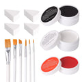 MEICOLY Clown Makeup Kit,White Black Red Face Body Paint for Halloween Devil Joker Zombie Vampire Skeleton SFX Makeup,Pro Oil Based Body Paint with 6 Painting Brushes,4 Sponges,130g/4.59 oz