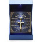 Moissanite Cross Necklace for Women Wife, 18K Gold Filled Sterling Silver Cross Pendant Chain Jewelry, Anniversary Birthday Gifts for Women Wife Her with LED Light-Up Gift Box and Gift Card-1CT