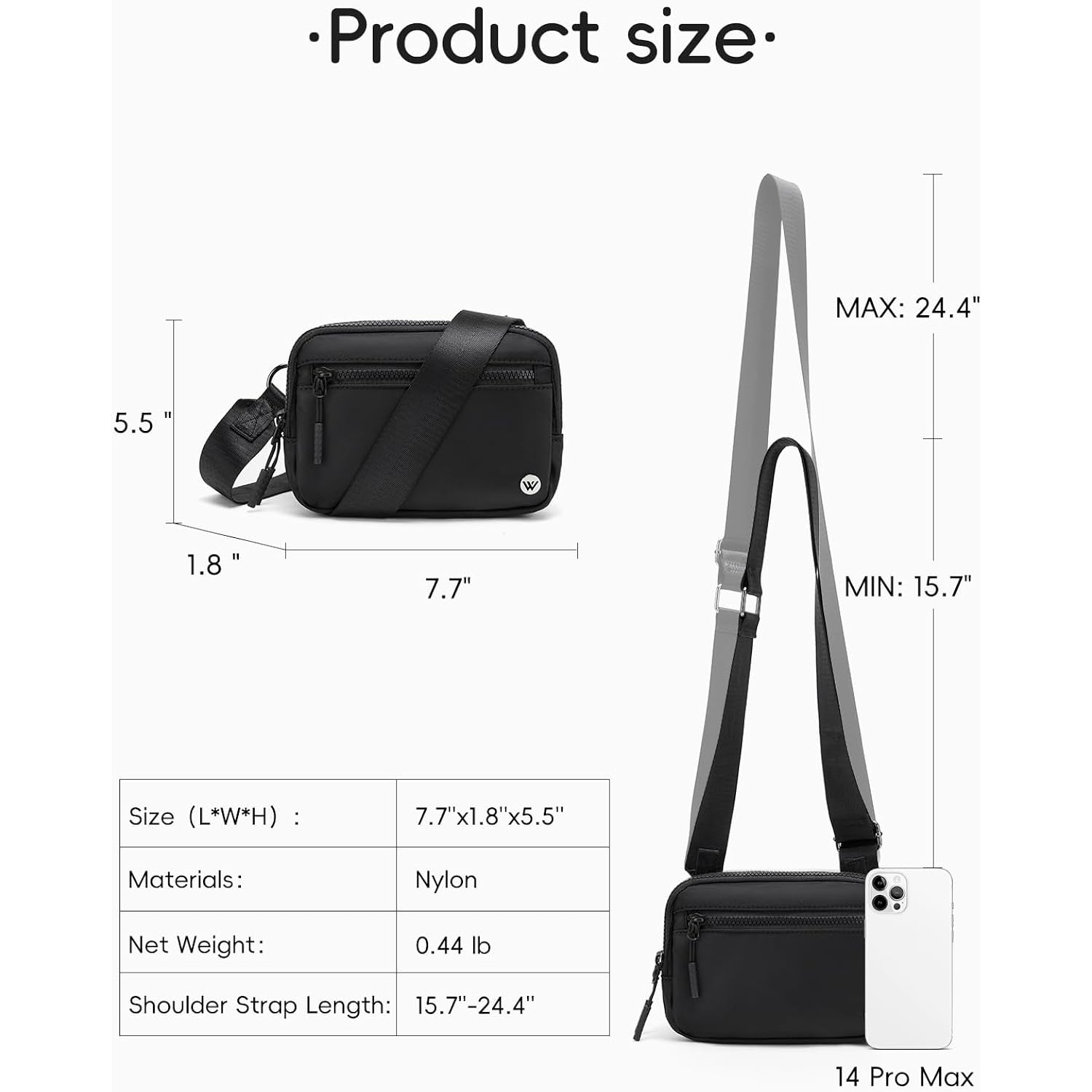 Westbronco Small Crossbody Bags For Women Nylon With Adjustable Strap, Zipper Crossbody Purse, 1L Shoulder Bag For Travel