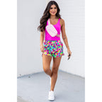Shorts for Women Casual Pink Leopard High Waisted Athletic Shorts Shirred High Waist Daily