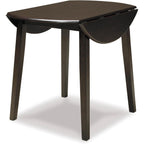 Signature Design By Ashley Hammis Round Dining Room Drop Leaf Table, Seats Up To 4, Hinged Drop Leaves, Wood, 36.38" W X 36.38" D X 29.88" H, Dark Brown