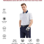 Golf Shirts For Men Dry Fit Short Sleeve Print Performance Moisture Wicking Polo Shirt