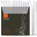 Annvchi 16 Pack Reusable Glass Straws,Set Of 6 Straight And 6 Bent With 4 Cleaning Brush,Perfect For Smoothies,Tea, Juice, Milkshakes(8.5''X10 Mm)