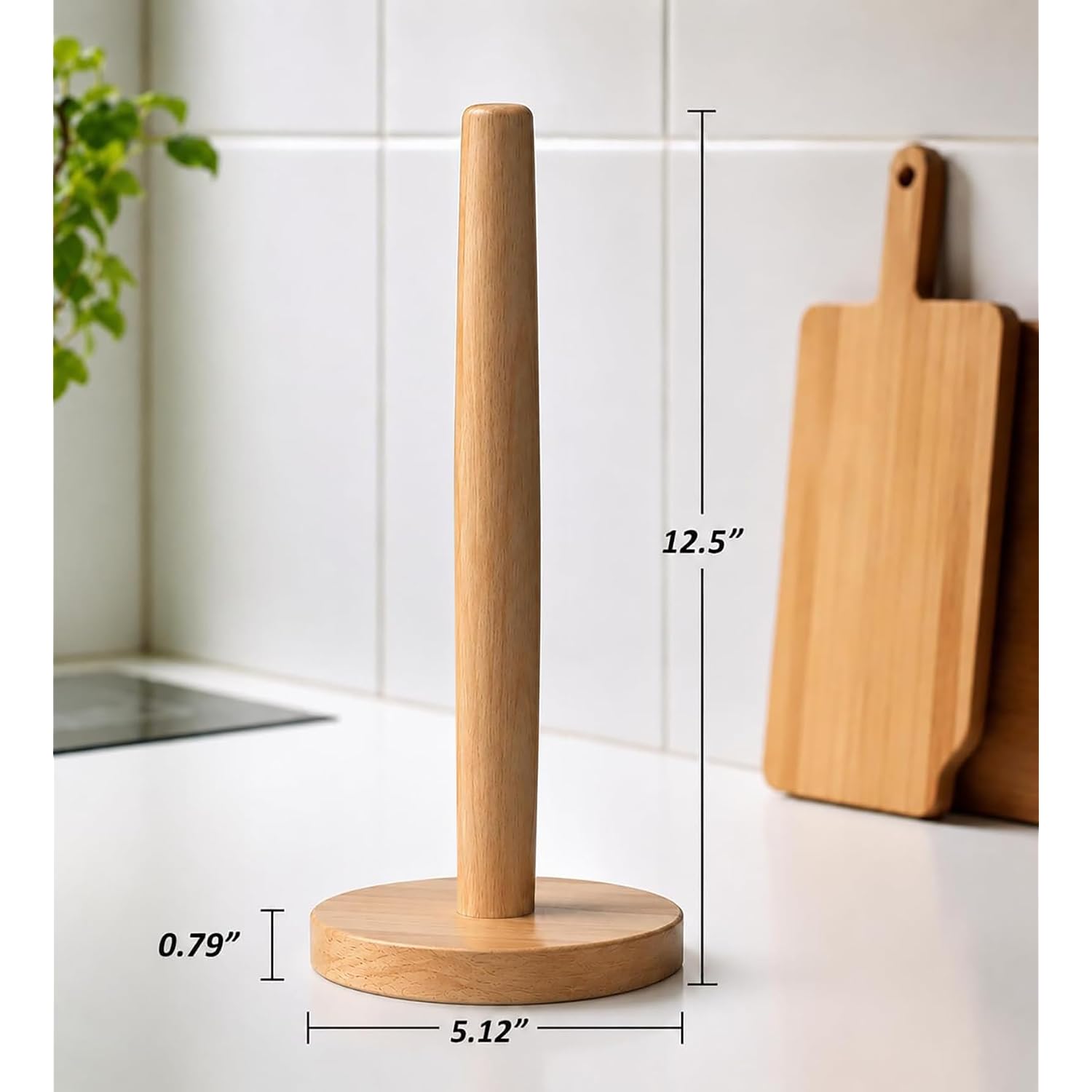 Kitchlife Wooden Paper Towel Holder Countertop - Solid Freestanding Paper Towel Dispenser Stand With Anti-Skid Base