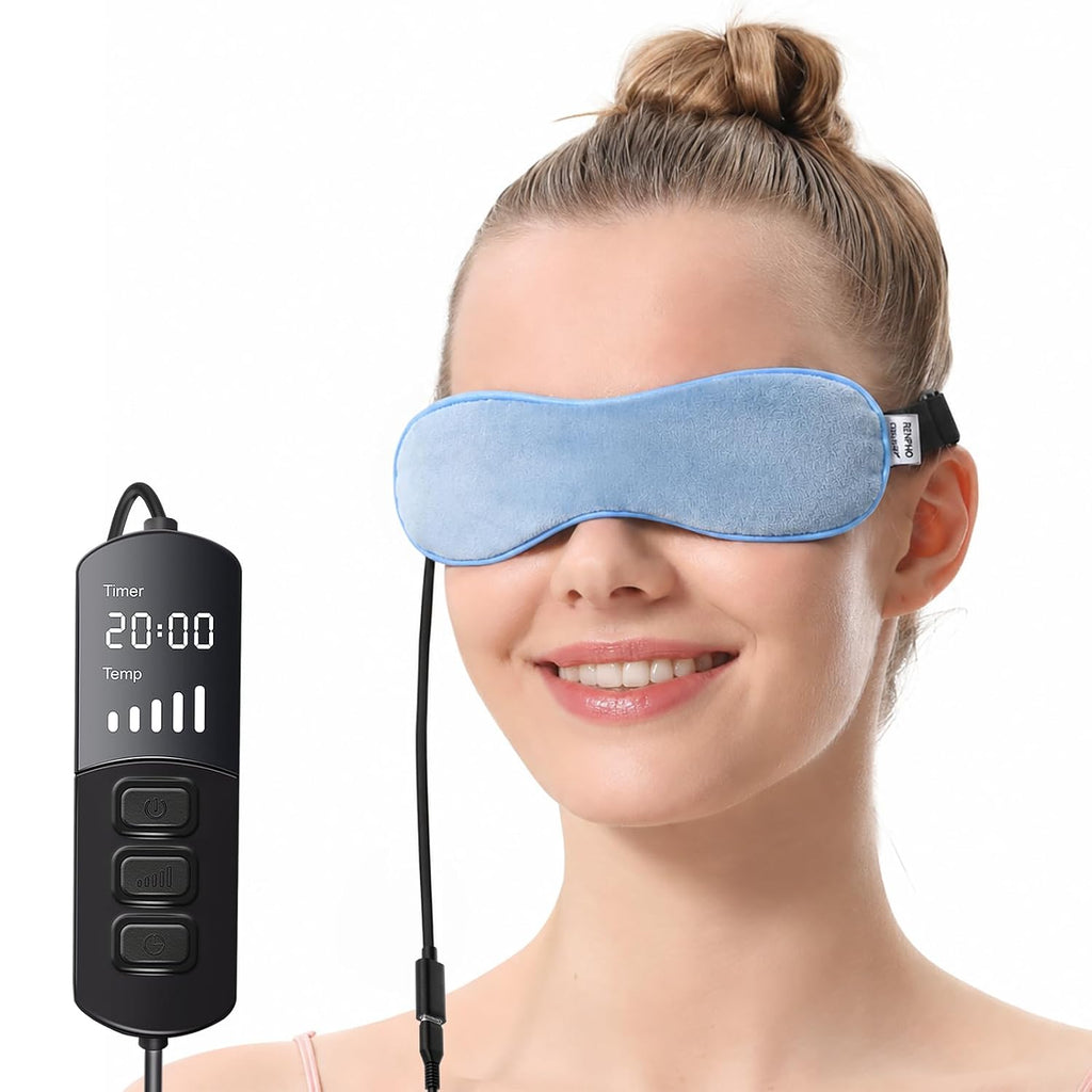 Aroma Season Heated Eye Mask For Dry Eyes, Warm Eye Compress With Flaxseed For Mgd, Dry Eye Syndrome, Chalazion Blepharitis Stye Eye Treatment, Steam Moist To Unclog Glands (Blue)