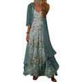 Loz 2 Piece Sets For Women Summer Maxi Dresses Sleeveless Spaghetti Strap Floral Dresses With Sheer Cardigan Matching Sets