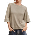 Tankaneo Womens Oversized Half Sleeve T-Shirts Crew Neck Boxy Basic Tees Tops Summer Casual Loose Fit Tunic Shirts