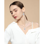 Silver Diamond Dangle Earrings for Women Rhinestone Teardrop Crystal Cubic Zirconia Drop Dangling Wedding Costume Jewelry