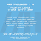 Handmade Heroes 100% Natural Lip Scrub, Vegan Conditioning Coconut Lip Exfoliator - Gentle Exfoliant, Ultra Sexy Sugar Lip Mask Polish And Scrubber For Chapped Dry And Dark Lips, 1Oz (Coconut Sorbet)