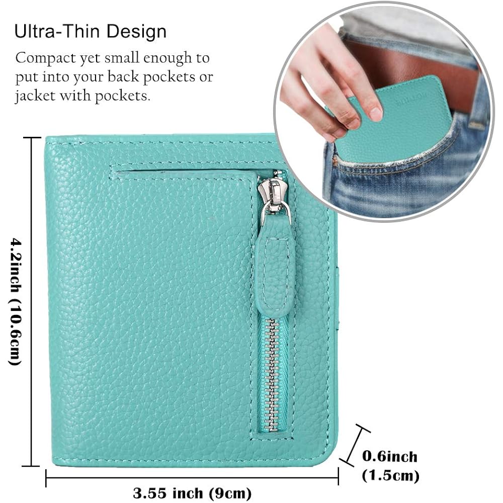FUNTOR Small Wallets for Women, Ladies Small Compact Bifold Pocket RFID Blocking Genuine Leather Wallet for Women