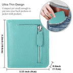 FUNTOR Small Wallets for Women, Ladies Small Compact Bifold Pocket RFID Blocking Genuine Leather Wallet for Women