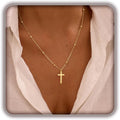 Cross Necklace for Women, Dainty 14K Gold Plated Cross Pendant Simple Long Necklaces for Women, Christian Faith Necklace Trendy Gold Jewelry Gifts for Easter
