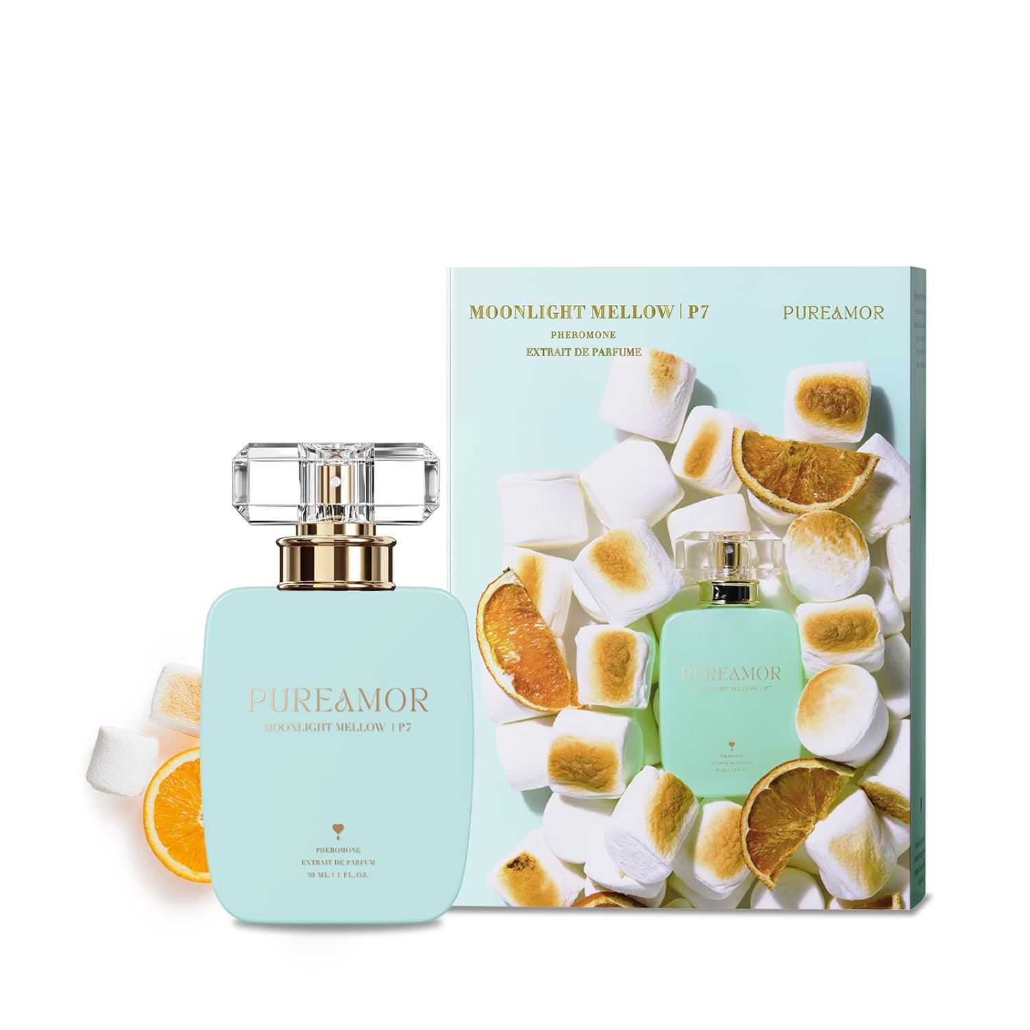 PUREAMOR Pheromone Perfume for Women, Moonlight Mellow Extrait de Parfum Spray – Sweet Gourmand Scent with Neroli, Orange & Marshmallow, Long Lasting Fragrance, 1.0 oz / 30 ml