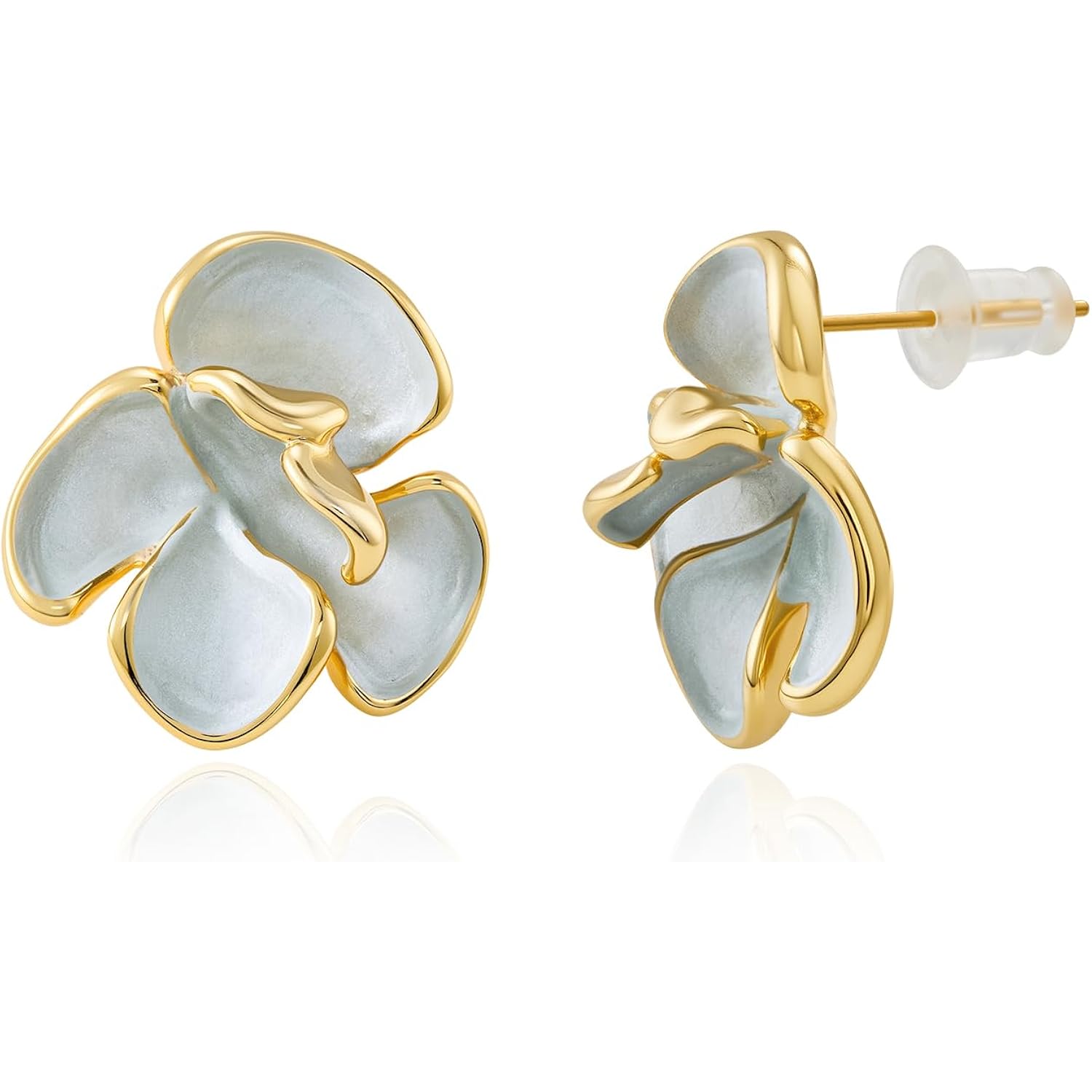 Cicy Bell Flower Earrings for Women 14k Gold Plated Boho Petal Statement Stud Earrings Trendy Jewelry Gifts