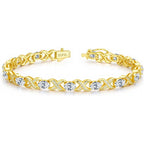 Iefil Mothers Day Gifts - 14K Gold Plated 925 Sterling Silver Tennis Bracelets for Women Unique X O Design Birthday Mothers Day Gifts for Wife Mom Daughter