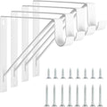 4 Pack Heavy Duty Closet Shelf & Rod Brackets, Wall Mounted Closet Shelf Brackets, 11 X 10.2 Inch Closet Shelf Brackets With Rod Support, White