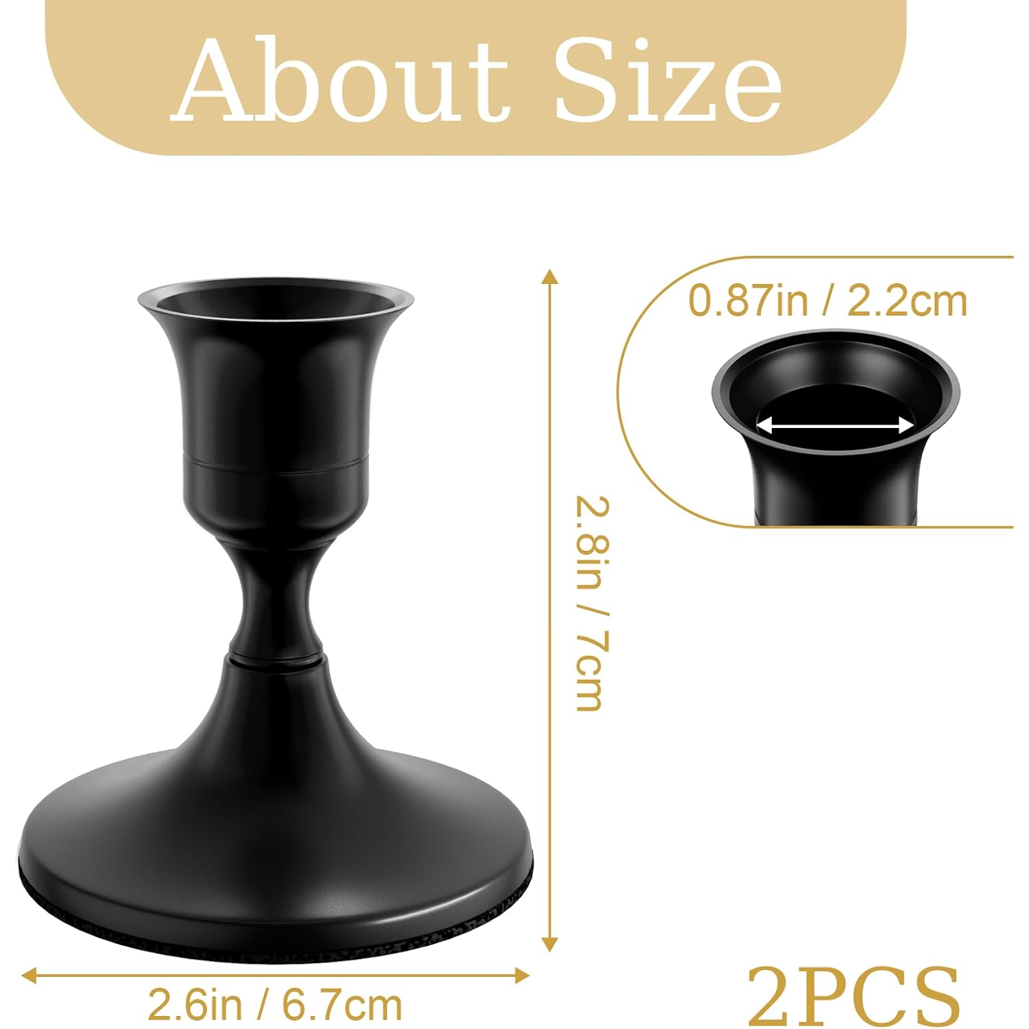 zeochyni Black Taper Candle Holders Set of 2, Vintage Metal Candlestick Holders for Dinner Room Table Centerpiece or Mantel Wedding Party Decor