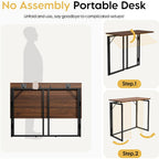 31.5" Folding Desk: No Assembly, Wood Top For Small Spaces | Home Office Desk, Holds 150 Lbs, Folds Flat To 2.3 In, Splash-Proof Wood Top, Sturdy Metal Frame