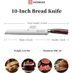 10 Inch Bread Knife For Homemade Bread - Ultra Sharp For Serrated Sourdough, Crusty Artisan Loaves, Bagels & Cake, High Carbon Stainless Steel Slicing Knife With Cover & Dad Gift Box