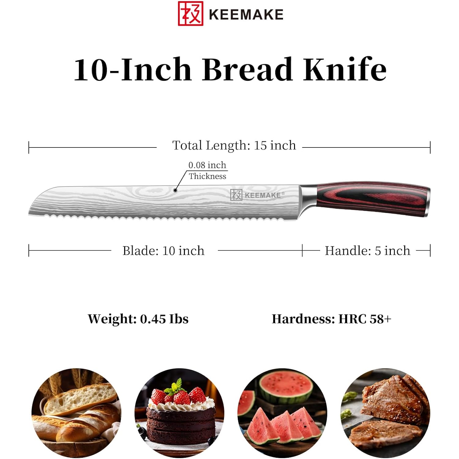 10 Inch Bread Knife For Homemade Bread - Ultra Sharp For Serrated Sourdough, Crusty Artisan Loaves, Bagels & Cake, High Carbon Stainless Steel Slicing Knife With Cover & Dad Gift Box