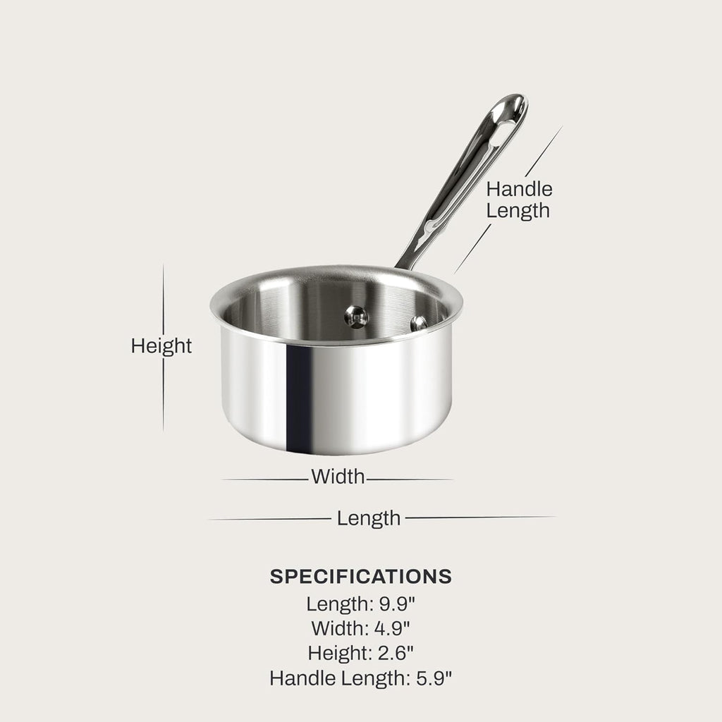 All-Clad D3® Stainless Steel 0.5 Quart Butter Warmer Saucepan- Made in the USA- The Original Bonded Professional Cookware- Oven Safe & Induction Compatible
