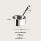 All-Clad D3® Stainless Steel 0.5 Quart Butter Warmer Saucepan- Made in the USA- The Original Bonded Professional Cookware- Oven Safe & Induction Compatible