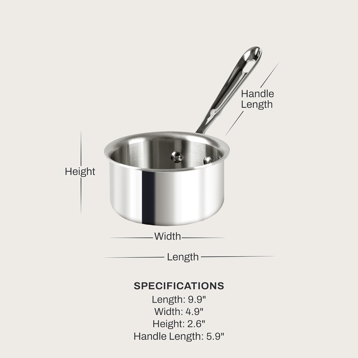 All-Clad D3® Stainless Steel 0.5 Quart Butter Warmer Saucepan- Made in the USA- The Original Bonded Professional Cookware- Oven Safe & Induction Compatible