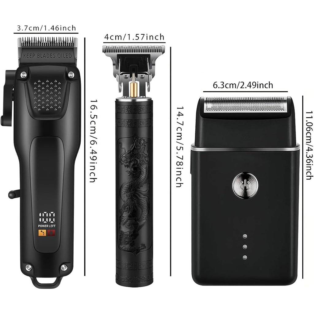 Hair Cutting Kit For Men, Hair Clipper, T-Shaped Trimmer, Foil Shaver, Long Lasting Power, With Adjustable Blade & Lcd Display, For Home Haircuts, Fading, Beard Trimming, Suitable For Beginners