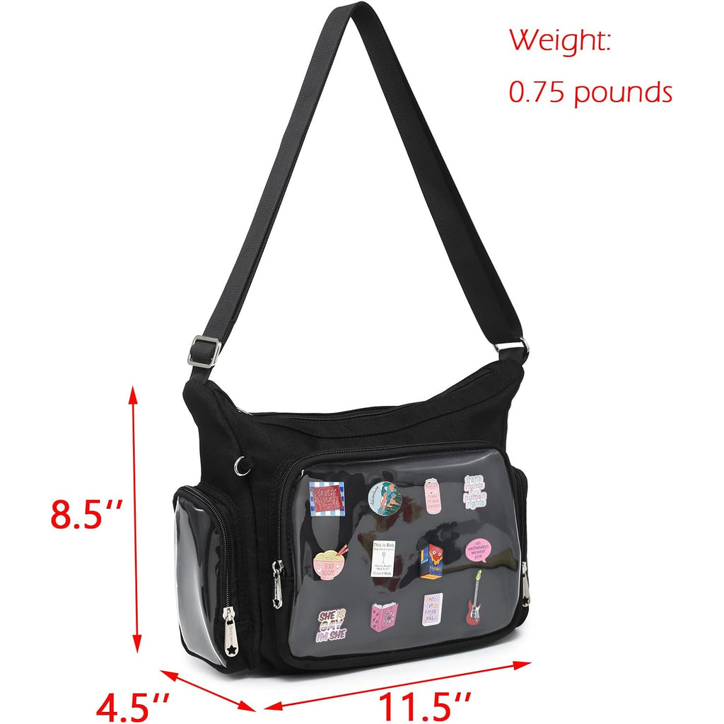 Canvas Ita Bag Crossbody Shoulder Bag Kawaii Purses And Handbags With Anime Pins Display Medium