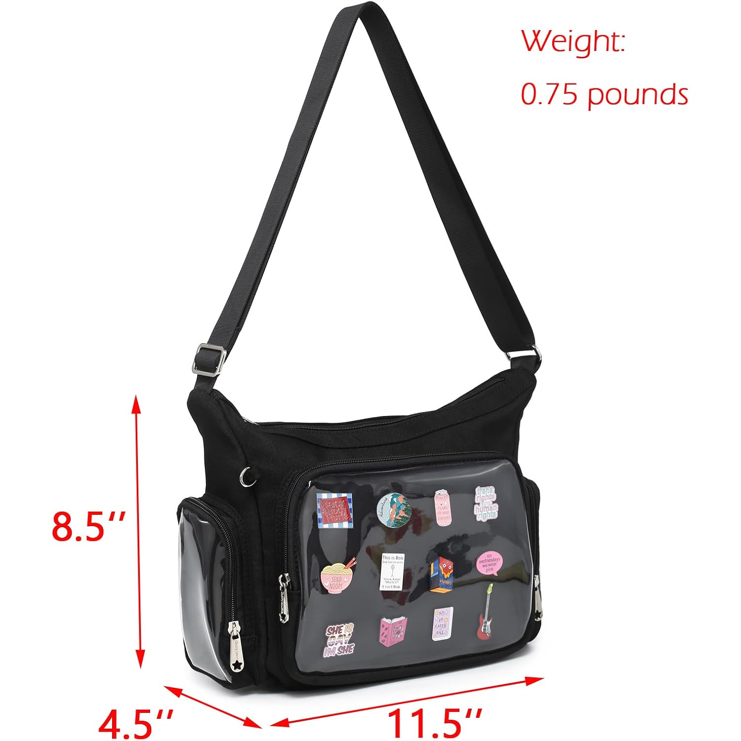 Canvas Ita Bag Crossbody Shoulder Bag Kawaii Purses And Handbags With Anime Pins Display Medium