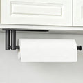 Paper Towel Holder Under Cabinet, Upgraded Dual-Rod Adhesive Paper Towel Holder With Longer Base, Stainless Steel Wall Mounted Holder For Kitchen Towels, No Drill, Black