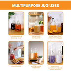 Fastrack 4-Pack 1 Gallon Glass Jug Set (128 oz) w/ Polyseal Caps | Multipurpose 1 Gallon Jug, & Detergent Dispenser for Laundry, Glass Jar for Liquids, Water & Juice
