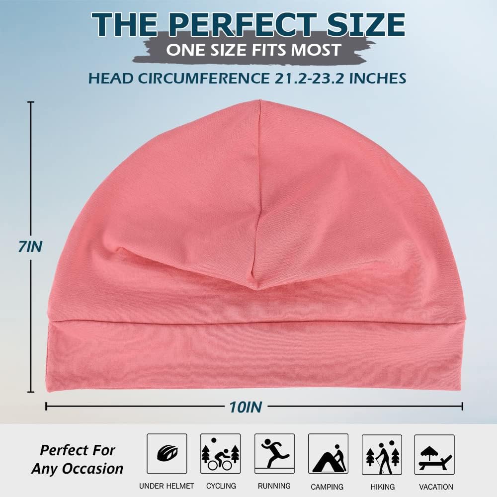 100% Cotton Skull Caps Beanie Sleeping Hats For Men Women | Lightweight, Soft & Breathable Skully Head Cover, Helmet Liner For Cycling & Running, Wicking Cpap Chemo Bald Nightcap