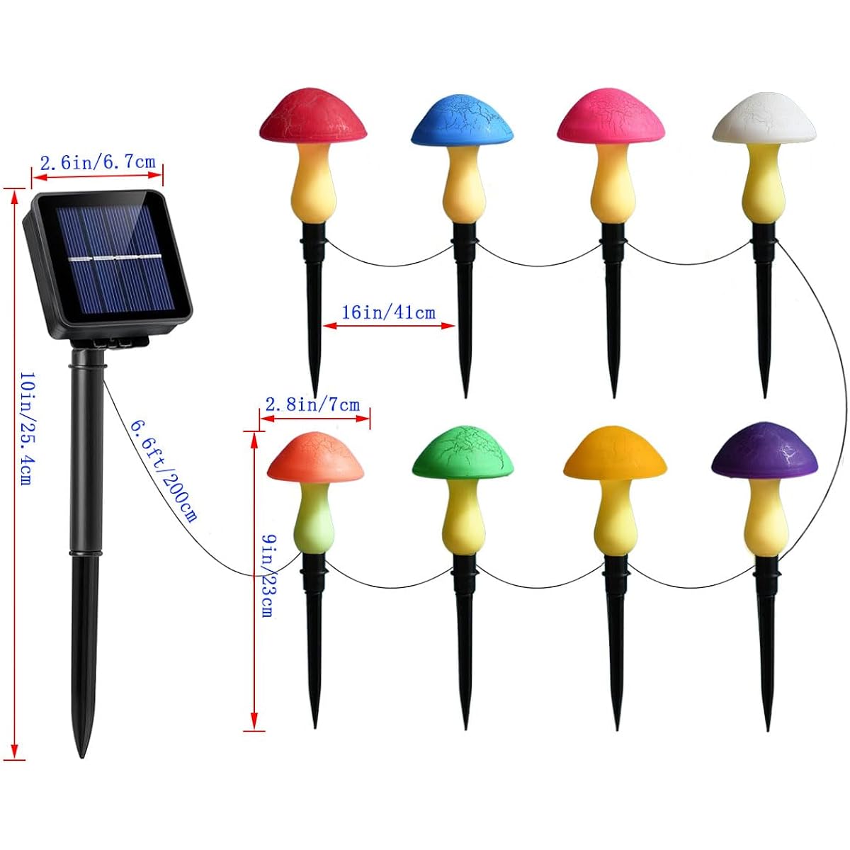 Solar Garden Decor Lights 8 Crack Mushrooms Outdoor Decor Stake Lights, Waterproof Solar Pathway Light Gardening Gifts For Garden Gnomes Backyard Flower Bed Christmas Decorations