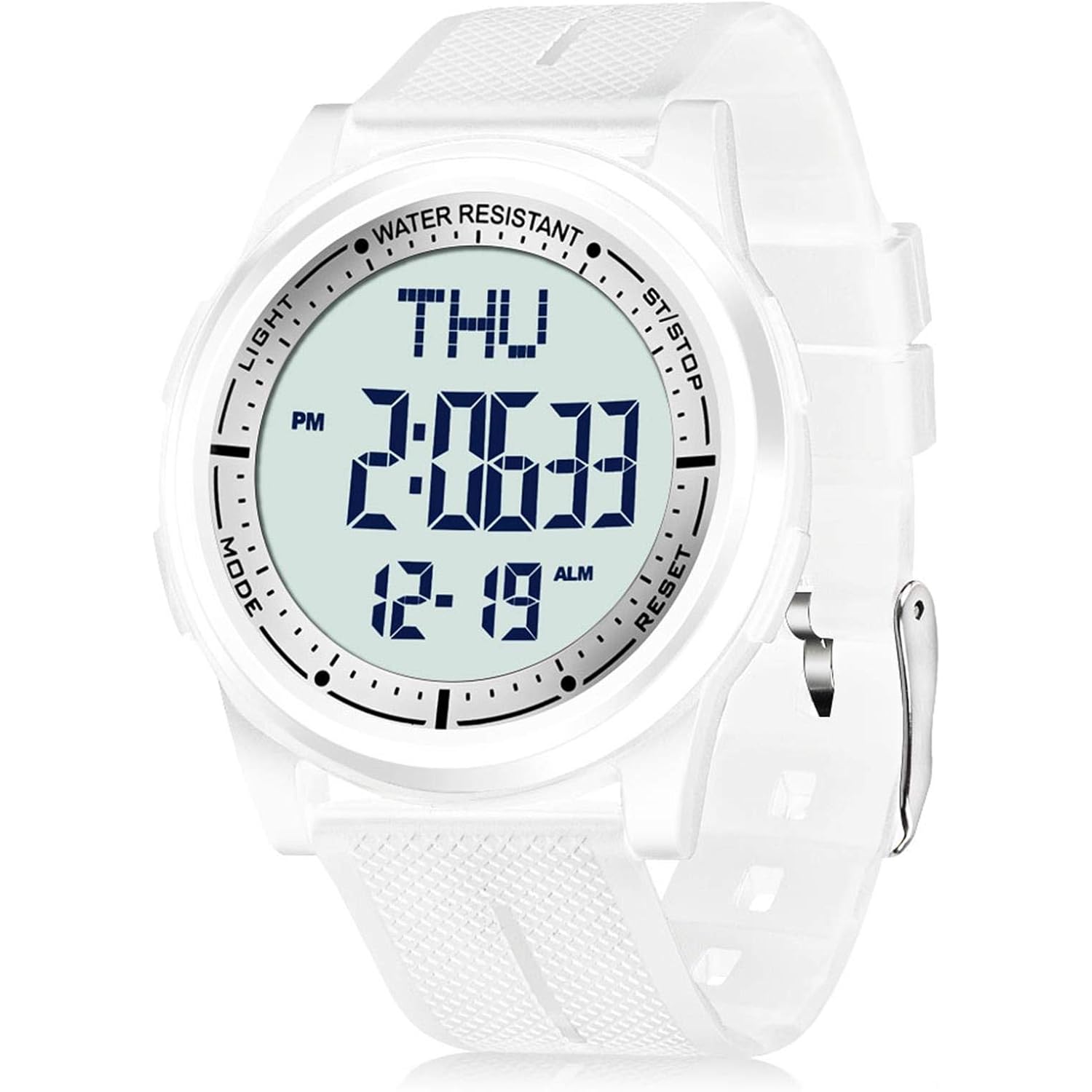 Beeasy Digital Watch For Men Women, 50M Waterproof, Ultra-Thin & Lightweight, 44Mm Silicone Sports Watch With Alarm, Stopwatch, Countdown, Ideal For Gym, Running, School, Daily Wear