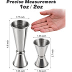 2-Pack Stainless Steel Cocktail Jiggers – Japanese Style Double Measuring Cups For Bartending (1Oz/2Oz + 0.5Oz/1Oz)