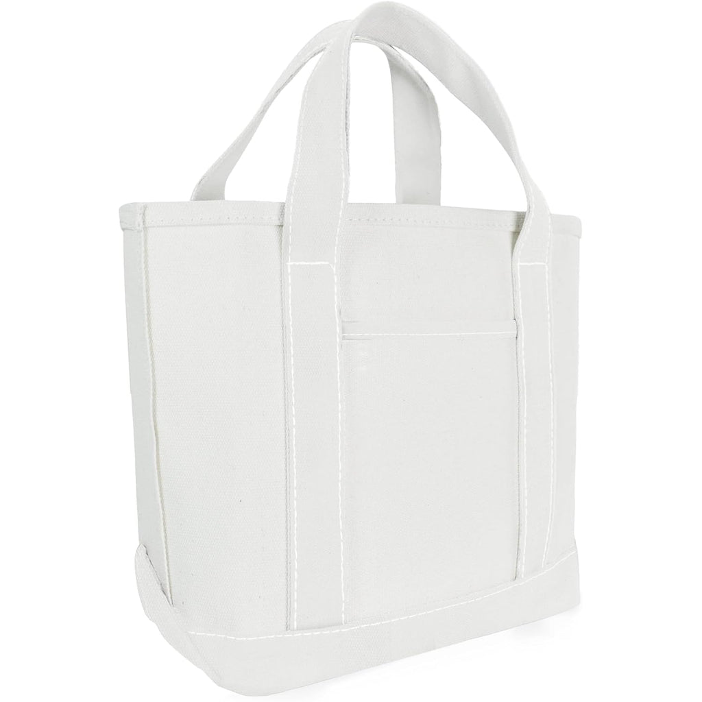 DALIX 14" Mini Small Cotton Canvas Party Favor Wedding Gift Tote Bag in White
