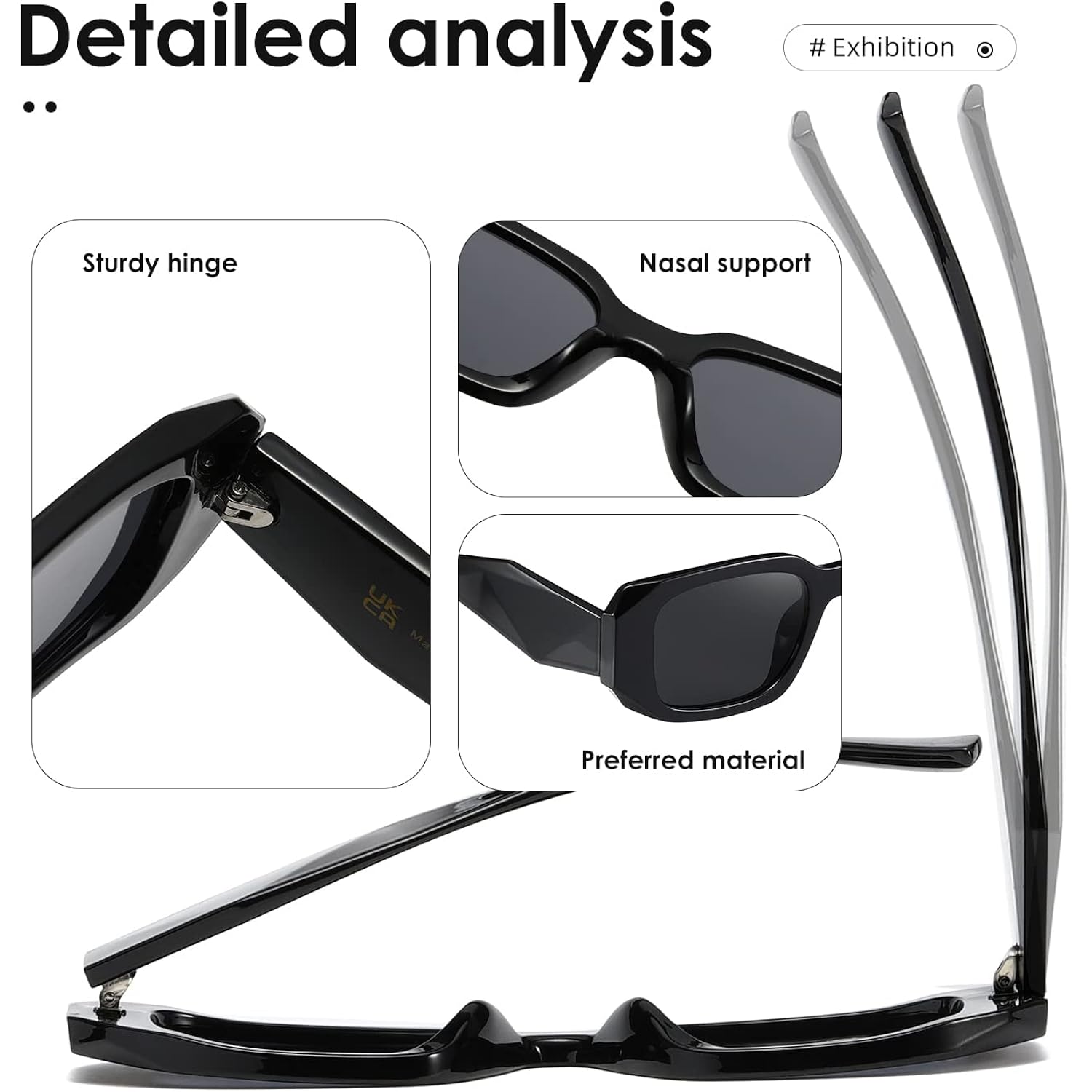 Kimorn Rectangle Sunglasses For Women Men Trendy Retro Trendy Sun Glasses 90’S Vintage Square Frame K1307