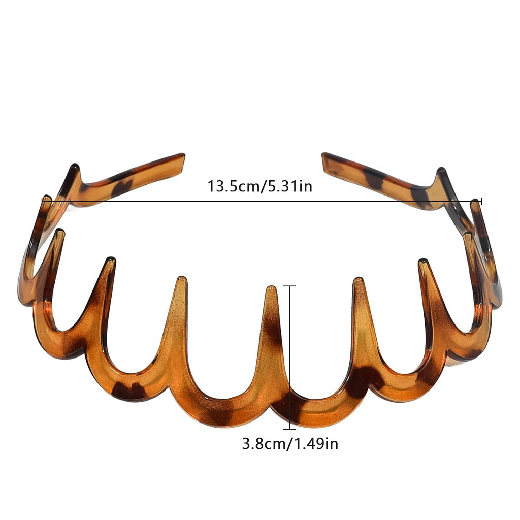 2026 Zigzag Headbands For Women, 2-Pack U-Shaped Hair Comb Headbands, Non-Slip Slick-Back Hair Accessories, Black & Tortoise Recycled Plastic, Teeth Hairband For Everyday Styling & Workout