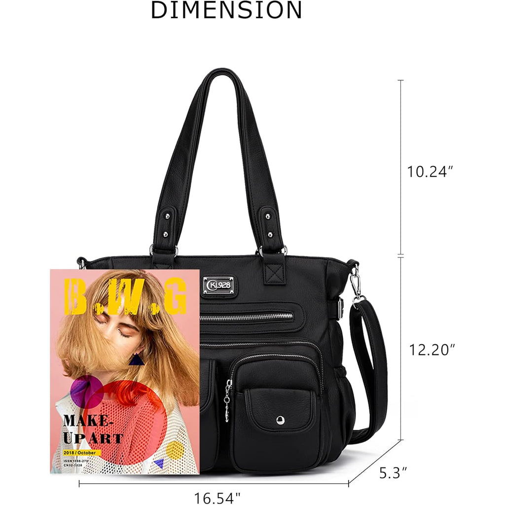 KL928 Large Purses for Women Shoulder Bag Tote Handbags Stylish Vegan Leather Hobo Bags Ladies, A-Black-4 | Large, Purses, Stylish, Ladies, Large, Purses