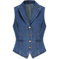 Lapel Denim Vest For Women Sleeveless Jean Waistcoat Vest Top