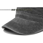 Unisex Cadet Army Cap Vintage Washed Cotton Military Hat Adjustable Flat Top Baseball Cap Wine Red