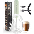 Elementi Rechargeable Milk Frother Wand & Drink Mixer Handheld - Powerful Usb-C Rechargeable Frother - Hand Held Milk Foamer Whisk To Make Perfect Cappuccinos, Lattes & Drink Mixes (Mint Green)