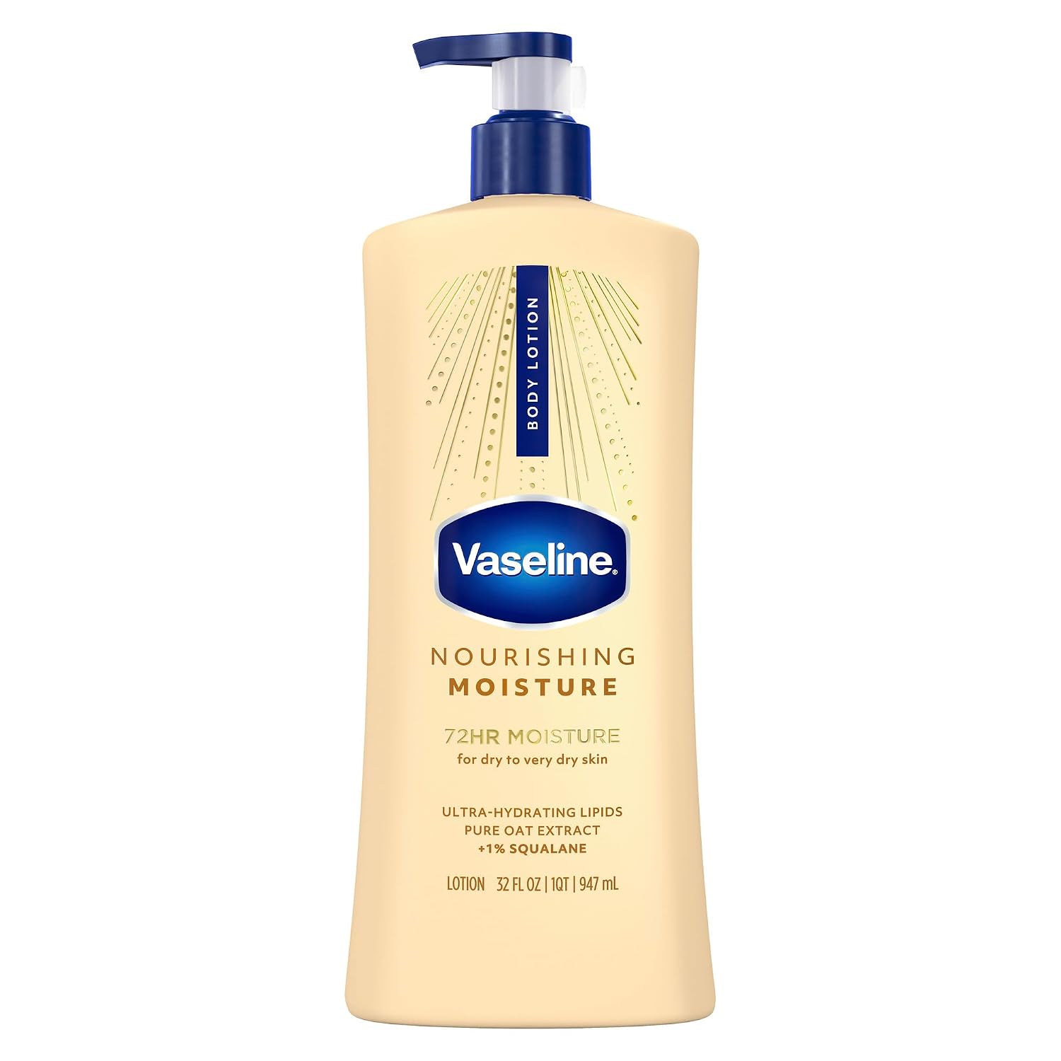 Vaseline Intensive Care Nourishing Moisture Lotion Body Lotion For Dry Skin, Made With Ultra-Hydrating Lipids + Pure Oat Extract For Nourished, Healthy-Looking Skin 32 Oz