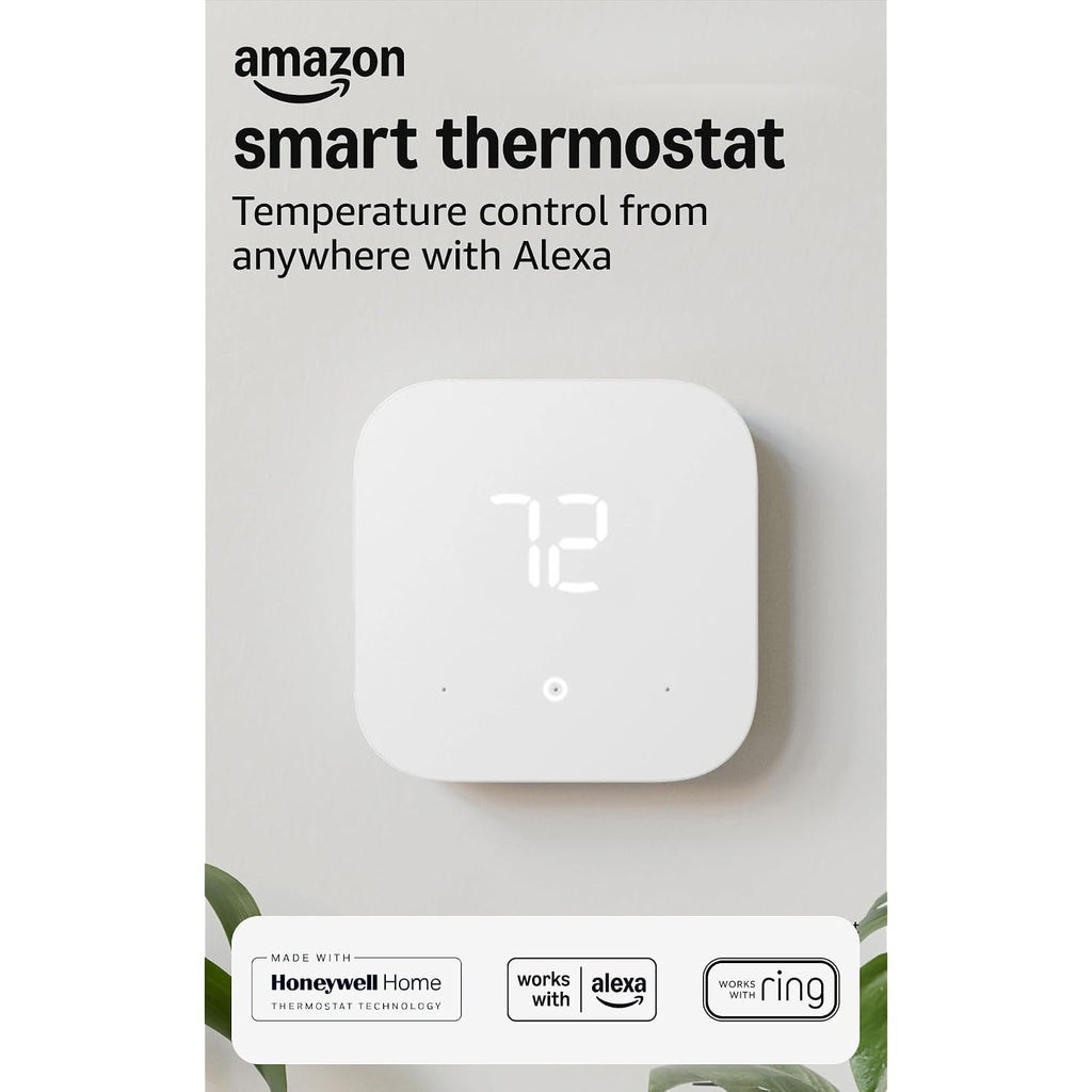 Amazon Smart Thermostat – Save Money And Energy - Works With Alexa And Ring - C-Wire Required