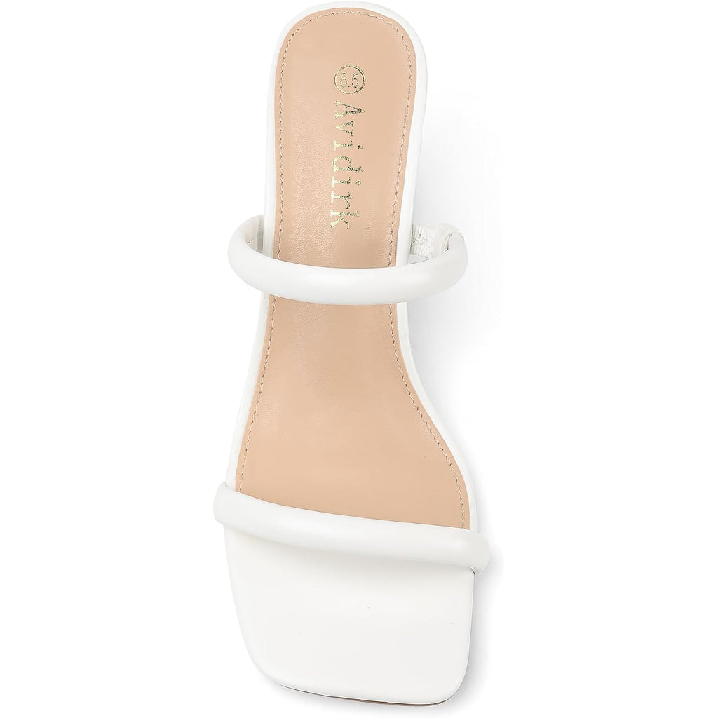 Avidirk Women'S Square Open Toe Heeled Sandals Two Strap Mules Slip On Block Chunky Mid Heels Sandals