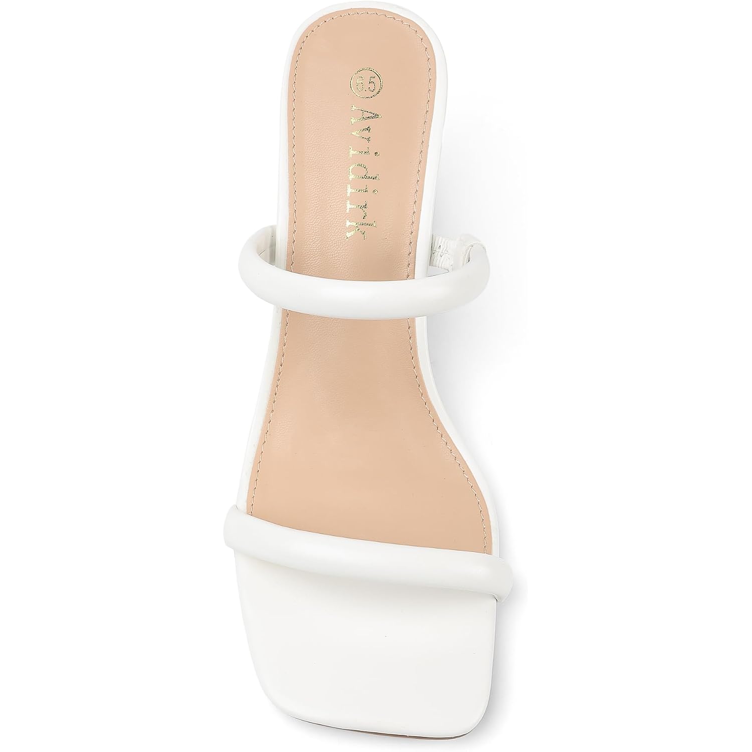 Avidirk Women'S Square Open Toe Heeled Sandals Two Strap Mules Slip On Block Chunky Mid Heels Sandals