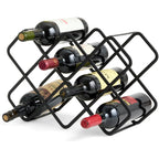 Metal Wine Rack – Matte Black Carbon Steel, 10-Bottle Countertop & Hangable Wine Holder, Modern Geometric Design, Rustproof, Under-Cabinet Display, No Assembly Needed For Countertop Use